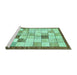 Sideview of Machine Washable Checkered Turquoise Modern Area Rugs, wshabs391turq