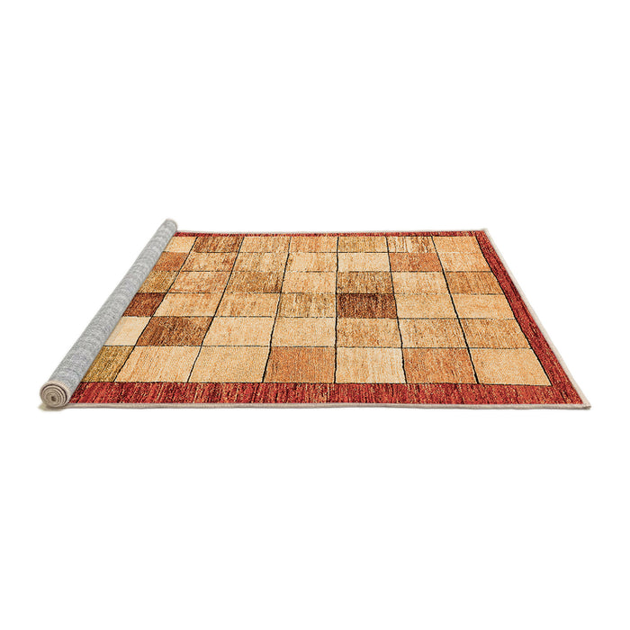 Sideview of Machine Washable Checkered Orange Modern Area Rugs, wshabs391org