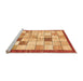 Sideview of Machine Washable Checkered Orange Modern Area Rugs, wshabs391org