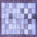 Square Machine Washable Checkered Blue Modern Rug, wshabs391blu