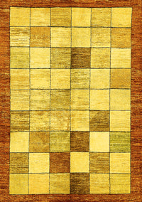 Checkered Yellow Modern Rug, abs391yw