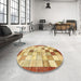 Round Machine Washable Abstract Red Rug in a Office, wshabs391