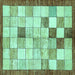 Square Checkered Turquoise Modern Rug, abs391turq