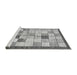 Sideview of Machine Washable Checkered Gray Modern Rug, wshabs391gry