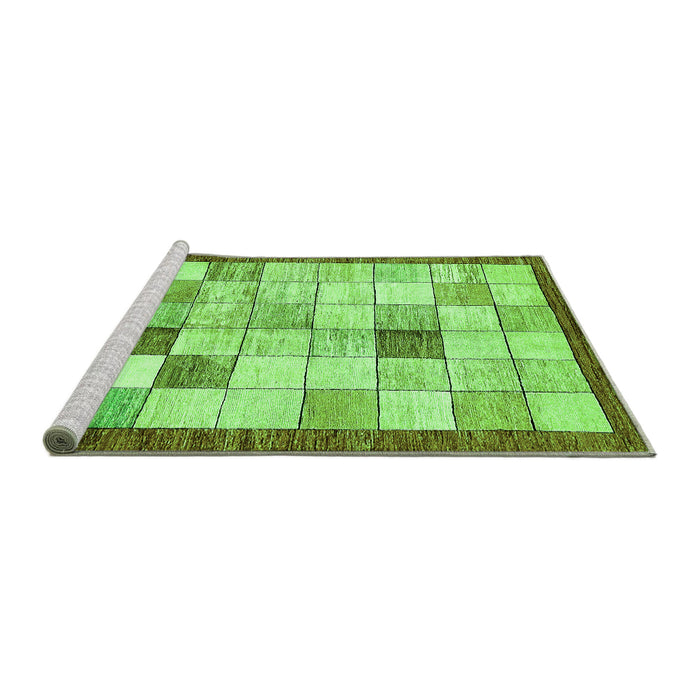 Sideview of Machine Washable Checkered Green Modern Area Rugs, wshabs391grn