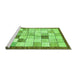 Sideview of Machine Washable Checkered Green Modern Area Rugs, wshabs391grn