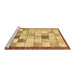 Sideview of Machine Washable Checkered Brown Modern Rug, wshabs391brn