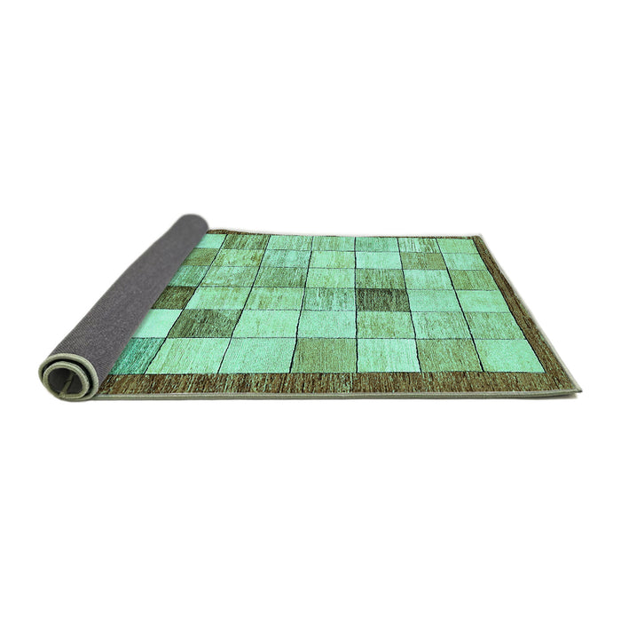 Sideview of Checkered Turquoise Modern Rug, abs391turq