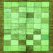 Square Machine Washable Checkered Green Modern Area Rugs, wshabs391grn