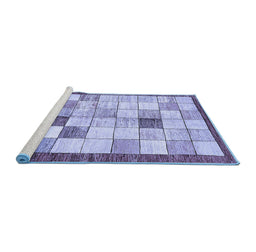 Sideview of Machine Washable Checkered Blue Modern Rug, wshabs391blu
