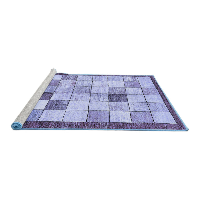 Sideview of Machine Washable Checkered Blue Modern Rug, wshabs391blu