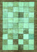 Checkered Turquoise Modern Rug, abs391turq