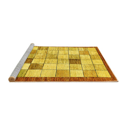 Sideview of Machine Washable Checkered Yellow Modern Rug, wshabs391yw