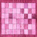 Square Machine Washable Checkered Pink Modern Rug, wshabs391pnk