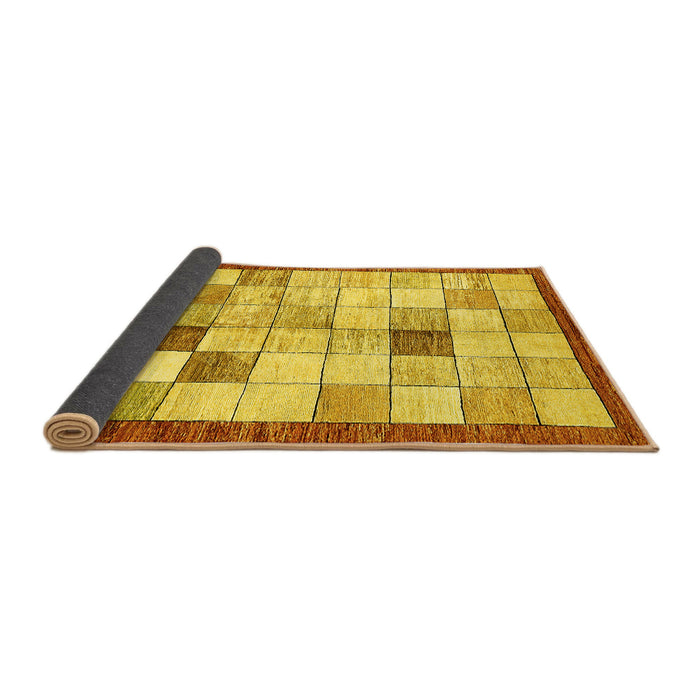 Sideview of Checkered Yellow Modern Rug, abs391yw