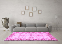 Machine Washable Oriental Purple Traditional Area Rugs in a Living Room, wshabs3920pur