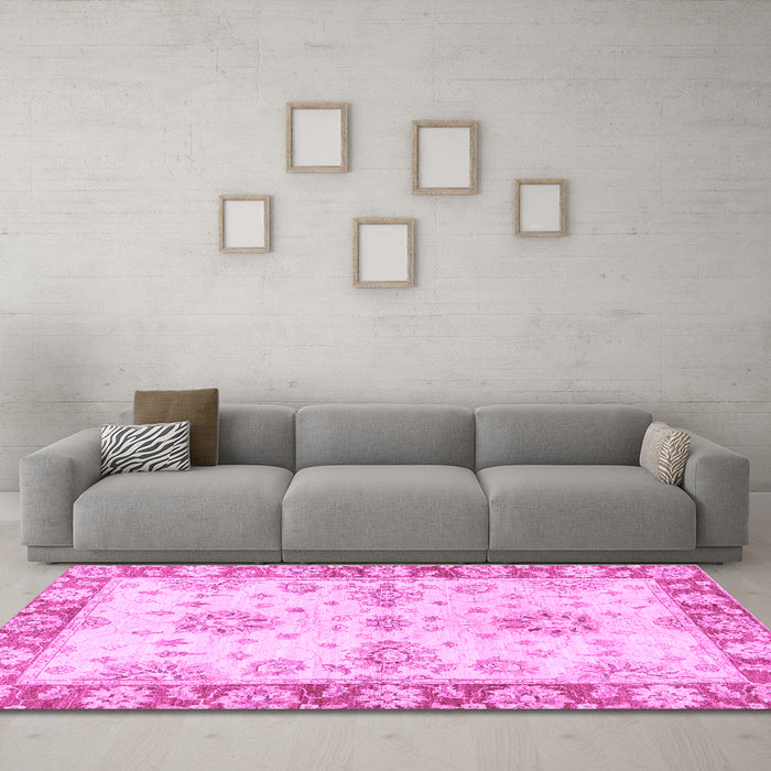 Machine Washable Oriental Purple Traditional Area Rugs in a Living Room, wshabs3920pur
