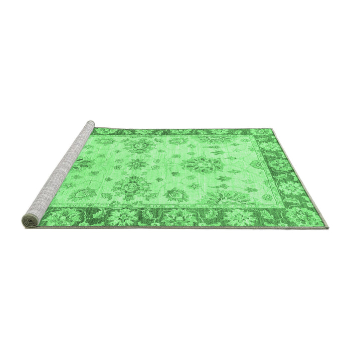 Sideview of Machine Washable Oriental Emerald Green Traditional Area Rugs, wshabs3920emgrn