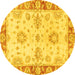 Round Oriental Yellow Traditional Rug, abs3920yw