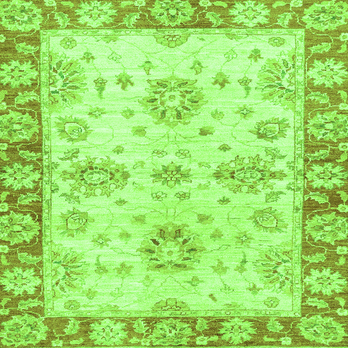 Square Machine Washable Oriental Green Traditional Area Rugs, wshabs3920grn