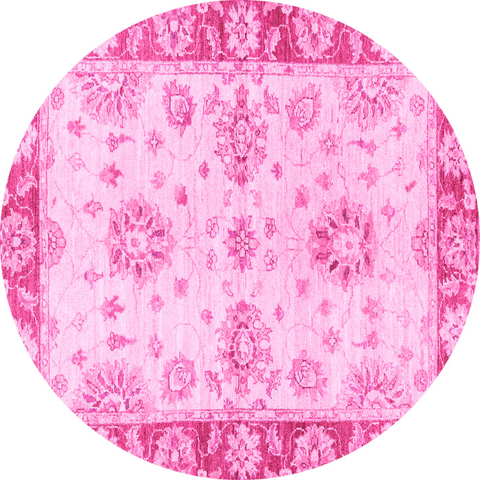 Round Oriental Pink Traditional Rug, abs3920pnk