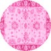 Round Oriental Pink Traditional Rug, abs3920pnk