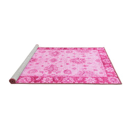 Sideview of Machine Washable Oriental Pink Traditional Rug, wshabs3920pnk