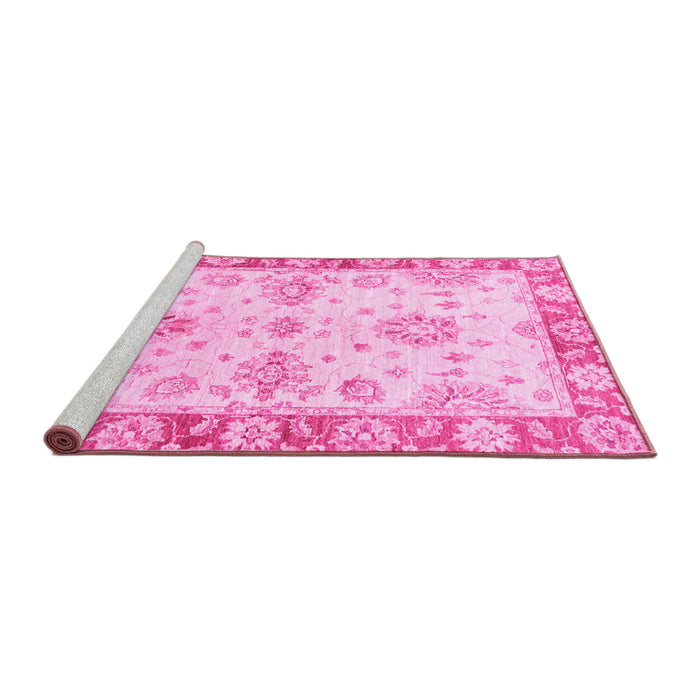 Sideview of Machine Washable Oriental Pink Traditional Rug, wshabs3920pnk