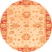 Round Oriental Orange Traditional Rug, abs3920org