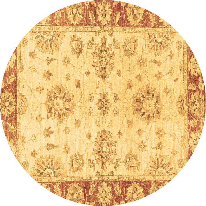 Round Oriental Brown Traditional Rug, abs3920brn