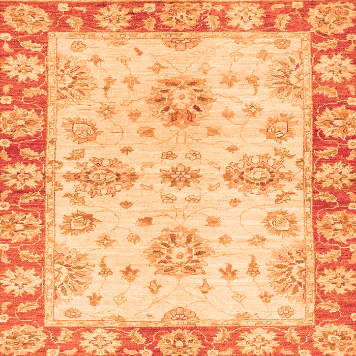Square Machine Washable Oriental Orange Traditional Area Rugs, wshabs3920org