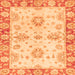 Square Machine Washable Oriental Orange Traditional Area Rugs, wshabs3920org