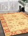 Abstract Chrome Gold Yellow Oriental Rug in Family Room, abs3920