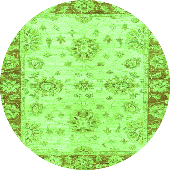 Round Machine Washable Oriental Green Traditional Area Rugs, wshabs3920grn