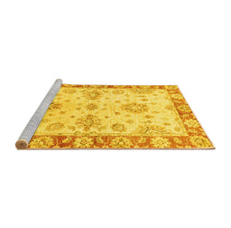 Sideview of Machine Washable Oriental Yellow Traditional Rug, wshabs3920yw