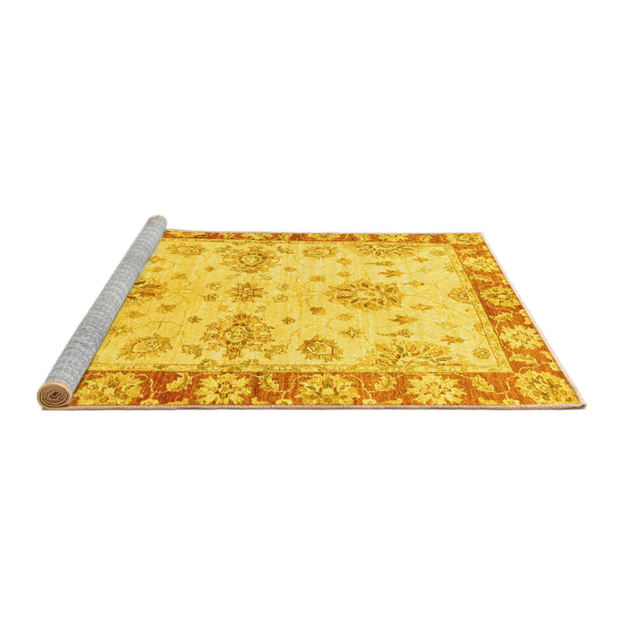 Sideview of Machine Washable Oriental Yellow Traditional Rug, wshabs3920yw