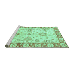 Sideview of Machine Washable Oriental Turquoise Traditional Area Rugs, wshabs3920turq