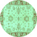 Round Oriental Turquoise Traditional Rug, abs3920turq