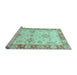 Sideview of Machine Washable Oriental Light Blue Traditional Rug, wshabs3920lblu