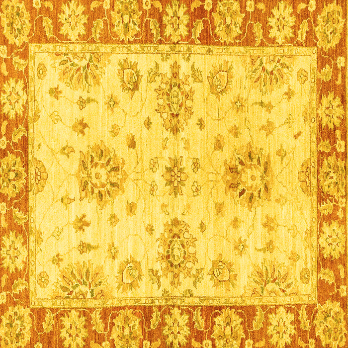 Square Machine Washable Oriental Yellow Traditional Rug, wshabs3920yw