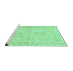 Sideview of Machine Washable Oriental Turquoise Traditional Area Rugs, wshabs3921turq