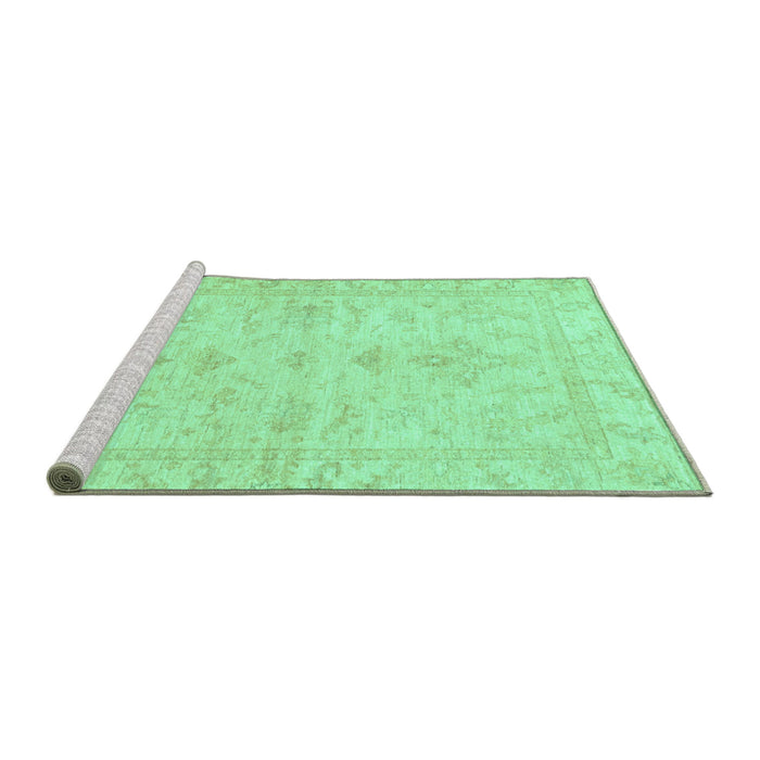 Sideview of Machine Washable Oriental Turquoise Traditional Area Rugs, wshabs3921turq