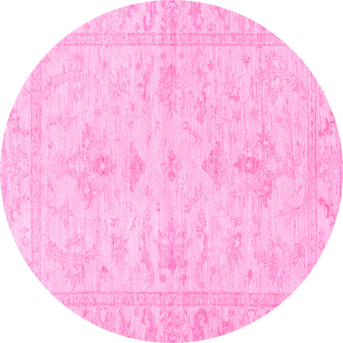 Round Oriental Pink Traditional Rug, abs3921pnk
