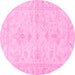 Round Oriental Pink Traditional Rug, abs3921pnk