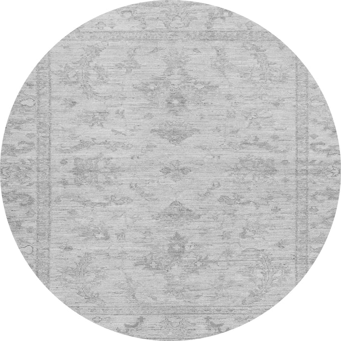 Round Machine Washable Oriental Gray Traditional Rug, wshabs3921gry