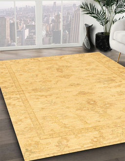 Machine Washable Abstract Yellow Rug in a Family Room, wshabs3921