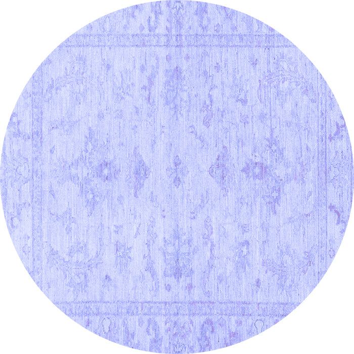 Round Oriental Blue Traditional Rug, abs3921blu