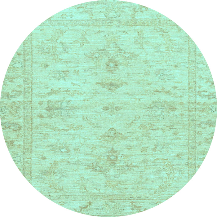 Round Machine Washable Oriental Light Blue Traditional Rug, wshabs3921lblu