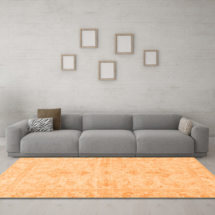 Machine Washable Oriental Orange Traditional Area Rugs in a Living Room, wshabs3921org
