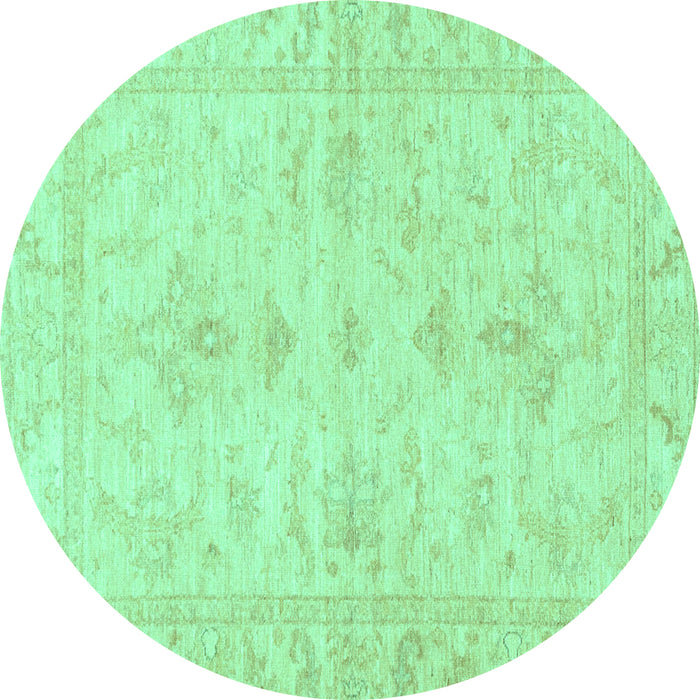 Round Oriental Turquoise Traditional Rug, abs3921turq